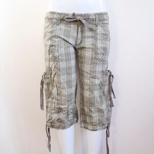 y2k plaid cargo capri pants low rise utility streetwear size 11